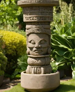 An ancient stone meditative plant pot totem garde