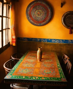 indian folk art dining table in a restaurant (1)